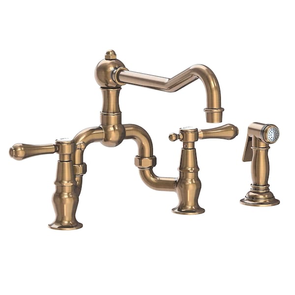 Newport Brass Kitchen Bridge Faucet With Side Spray Antique Brass 1/6/9453 - main